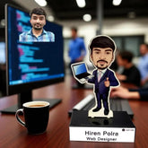 Boy's Caricature Gift - Personalized Fun | Creative Keepsake featuring a web designer figurine holding a laptop, ideal for birthdays or office decor.